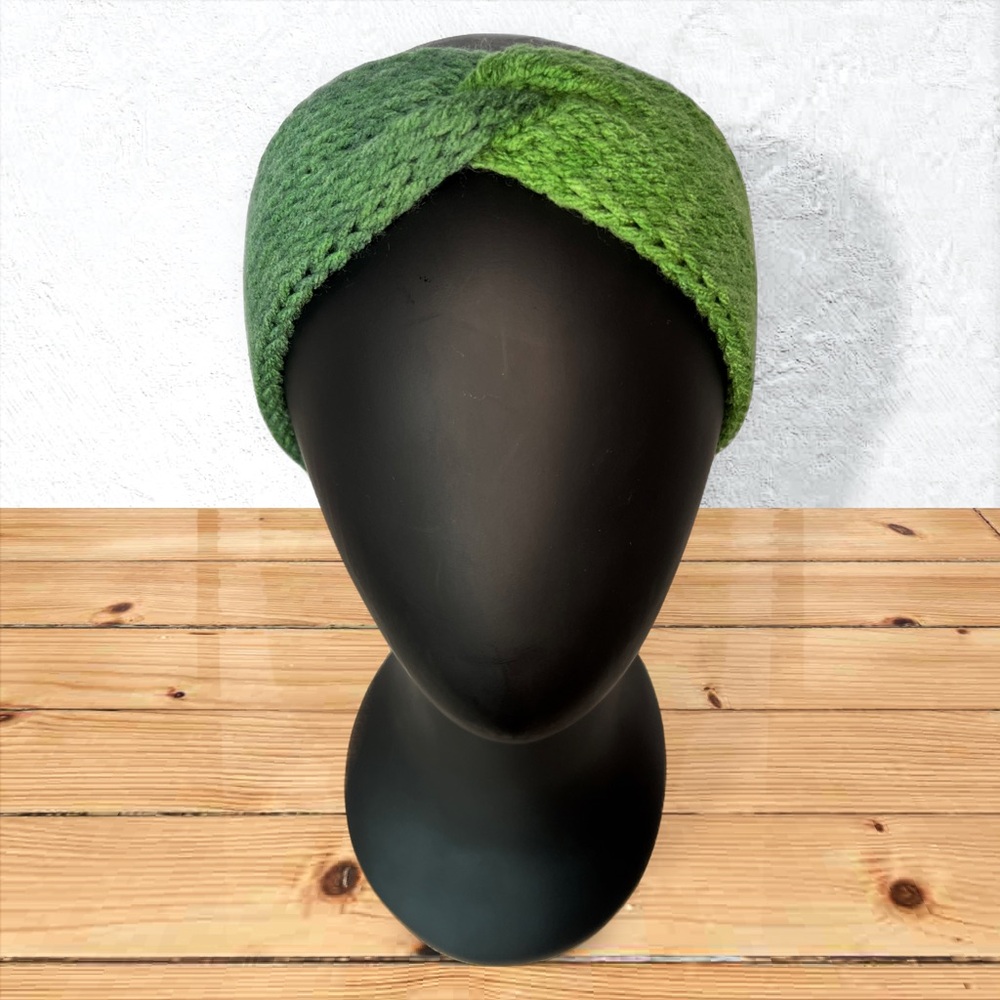Handmade Knit Twist Headband Handcrafted Ombre Lake Mist